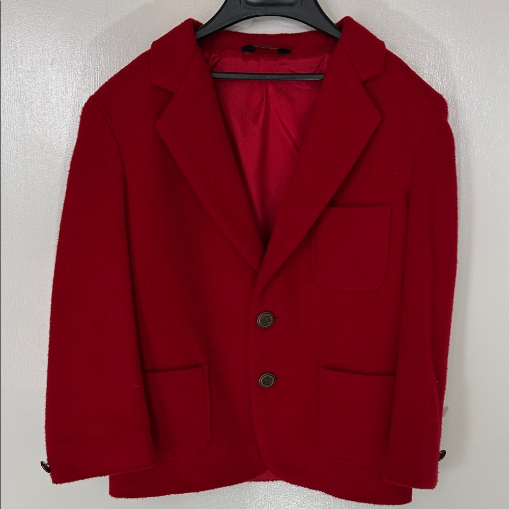 Kids' classic Festive Red Wool Blend Blazer, size 6